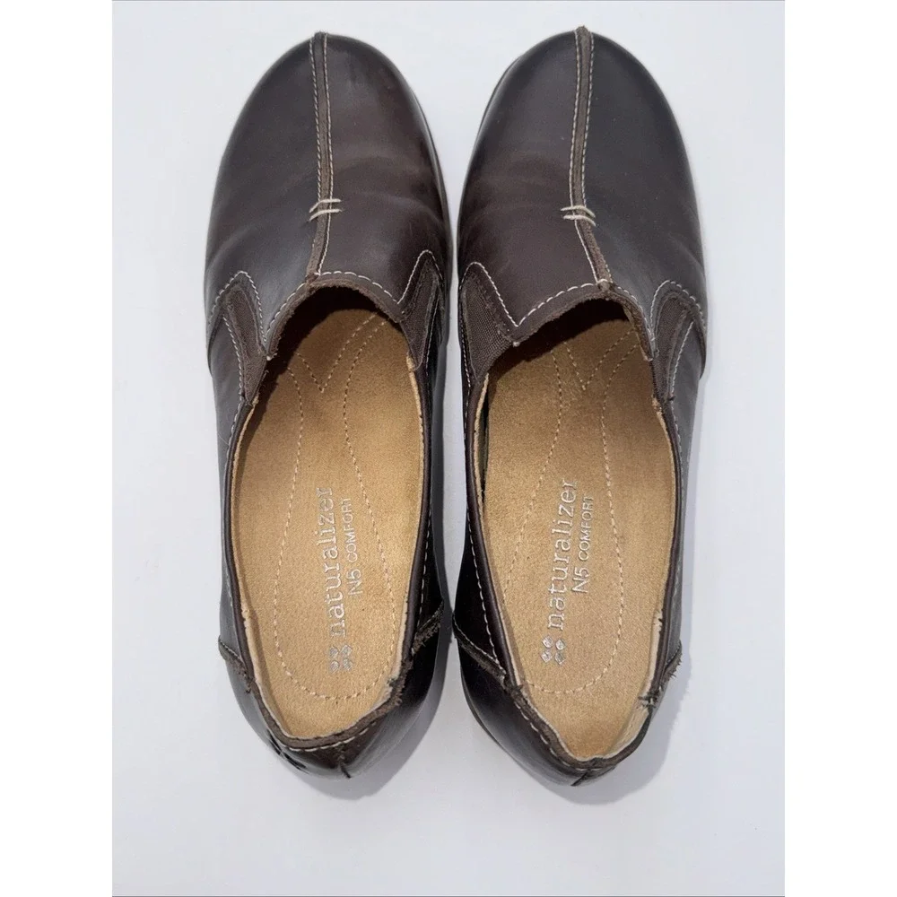 Naturalizer N5 Comfort Malvina Loafer Shoes Womens 4.5 M Slip On Leather Brown